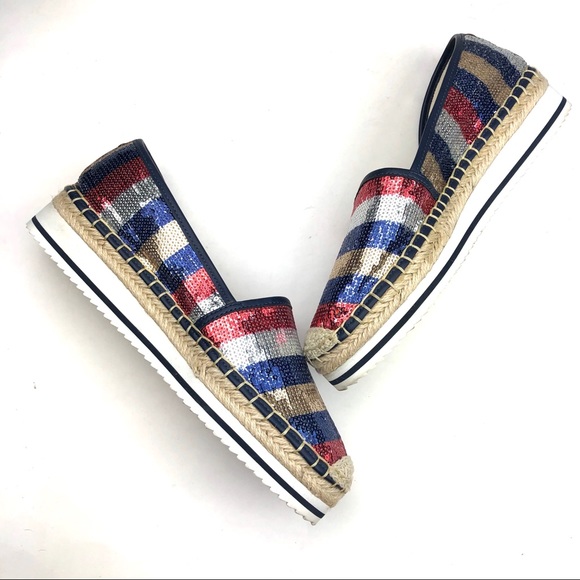 TOMMY HILFIGER Sequin Red White And Blue Platform - Picture 7 of 8